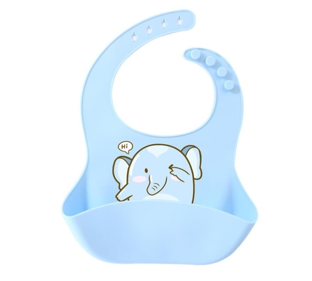 Bavoirs réglables de bébé de silicone, bavoirs de alimentation BPA d'enfant en bas âge librement avec des trous de crochet