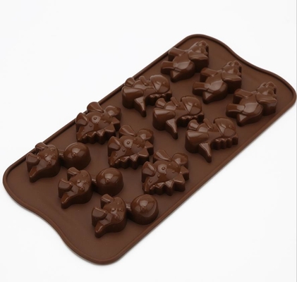 Le chocolat de silicone de vacances de dinosaure moule la couleur de Brown non néfaste