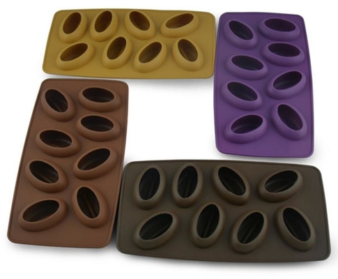 Le silicone fait sur commande de 8 cavités moule la catégorie comestible, grain de café de moule de glaçon formé