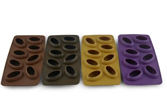 Le silicone fait sur commande de 8 cavités moule la catégorie comestible, grain de café de moule de glaçon formé