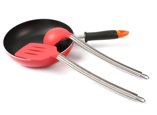 5 trousses d'outils de cuisine de silicone d'ensembles de PCs avec la poignée d'acier inoxydable