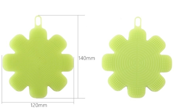Éponge de brosse de lavage de silicone de catégorie comestible de forme de fleur pour les plats et le fruit de nettoyage