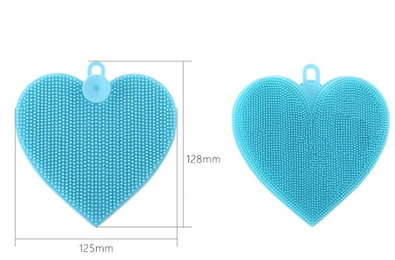 Brosse de lavage de silicone de catégorie comestible de forme de coeur pour les plats et le fruit de nettoyage
