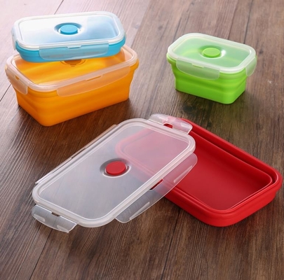 Ensemble de gamelle pliante de silicone de FDA de récipient d'entreposage de nourriture du silicone 4 pour des enfants