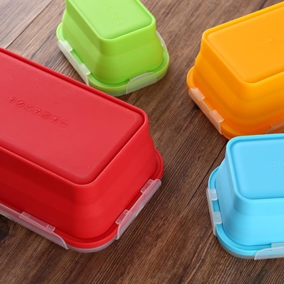 Ensemble de gamelle pliante de silicone de FDA de récipient d'entreposage de nourriture du silicone 4 pour des enfants