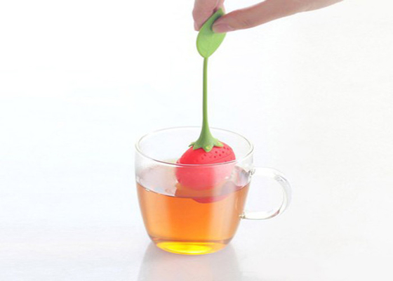 Forme mignonne de fraise de catégorie comestible de silicone de support fait sur commande de sachet à thé