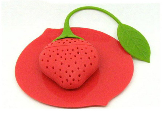 Forme mignonne de fraise de catégorie comestible de silicone de support fait sur commande de sachet à thé