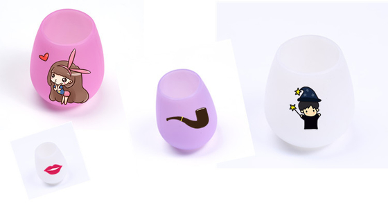 Tasse colorée réutilisable incassable de vin de silicium, verres de vin de silicone de café