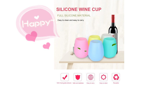 Tasse colorée réutilisable incassable de vin de silicium, verres de vin de silicone de café