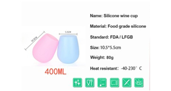 Tasse colorée réutilisable incassable de vin de silicium, verres de vin de silicone de café