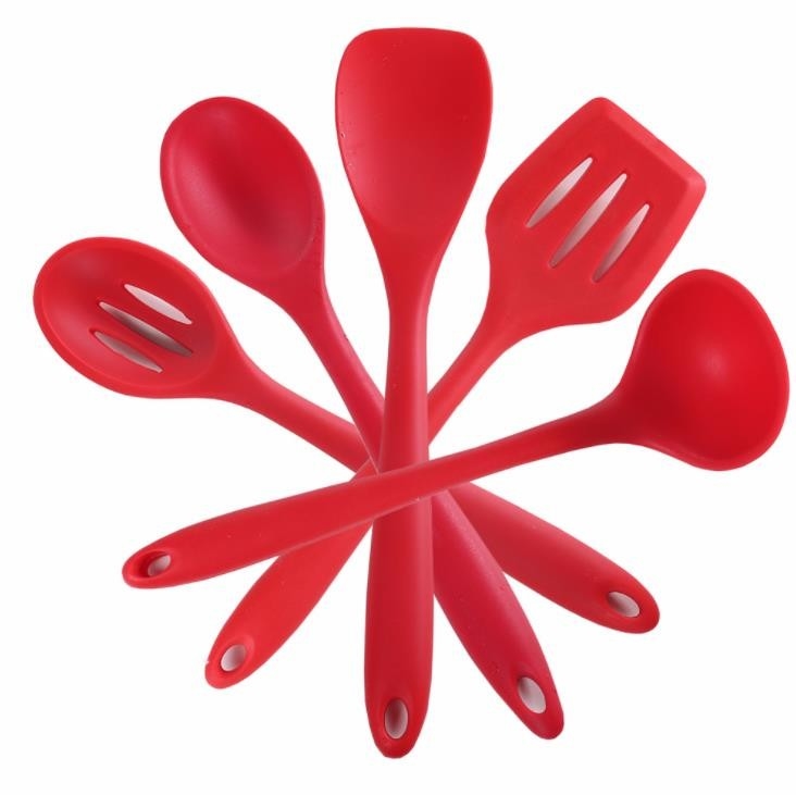 Silicone de couleur rouge de catégorie comestible faisant cuire des trousses d'outils de cuisine 5 styles différents