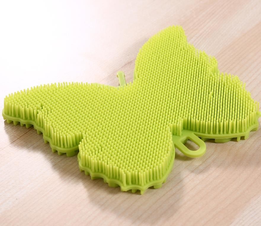 Brosse de lavage de silicone de catégorie comestible de forme de papillon pour les plats et le fruit de nettoyage